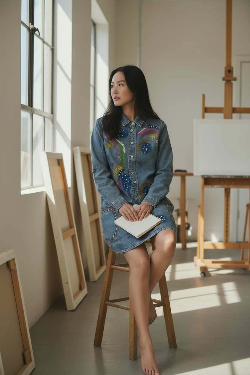 Abstract denim’s dress